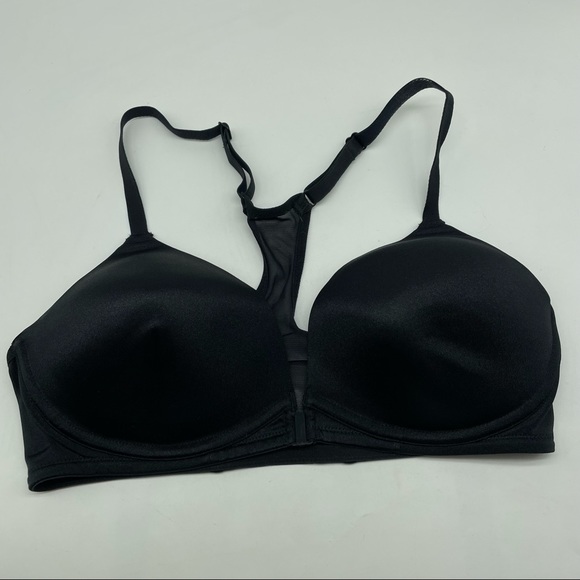36B Breezies Shimmer Microfiber Front Close Wirefree Bra Black B - Picture 3 of 11